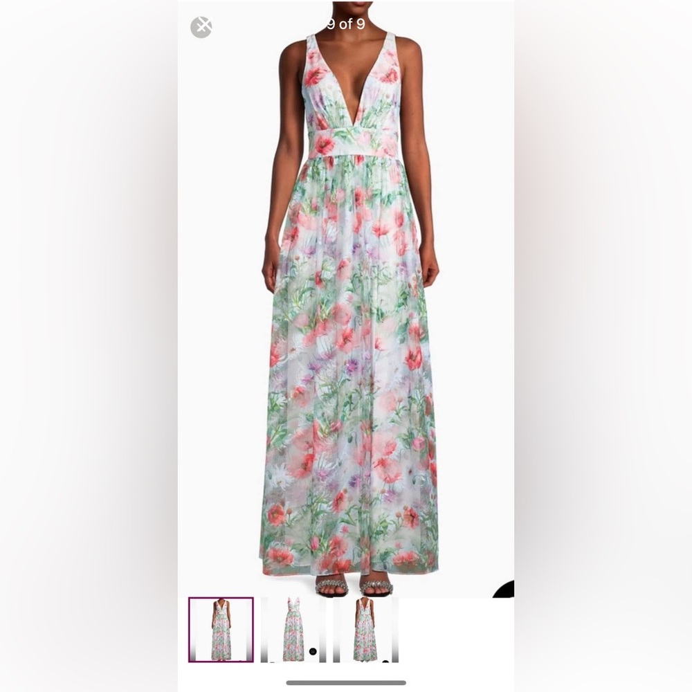 Smocked A-Line Maxi Dress in White and Gray